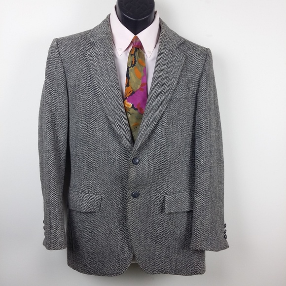 Harris Tweed Other - HARRIS TWEED Gray Scottish Wool Herringbone Jacket